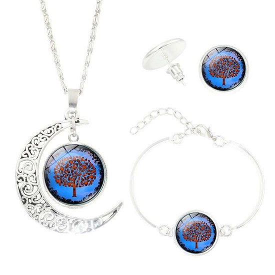 Tree of Life Time Gemstone Earrings Jewelry Necklace Set $19.99 Dana Fashion Style: TZ0179 Women's Accessories [Product Specifications] Necklace pendant pattern diameter 2.cm, bracelet pendant pattern diameter 2.cm, earring pendant pattern diameter 1.4cm