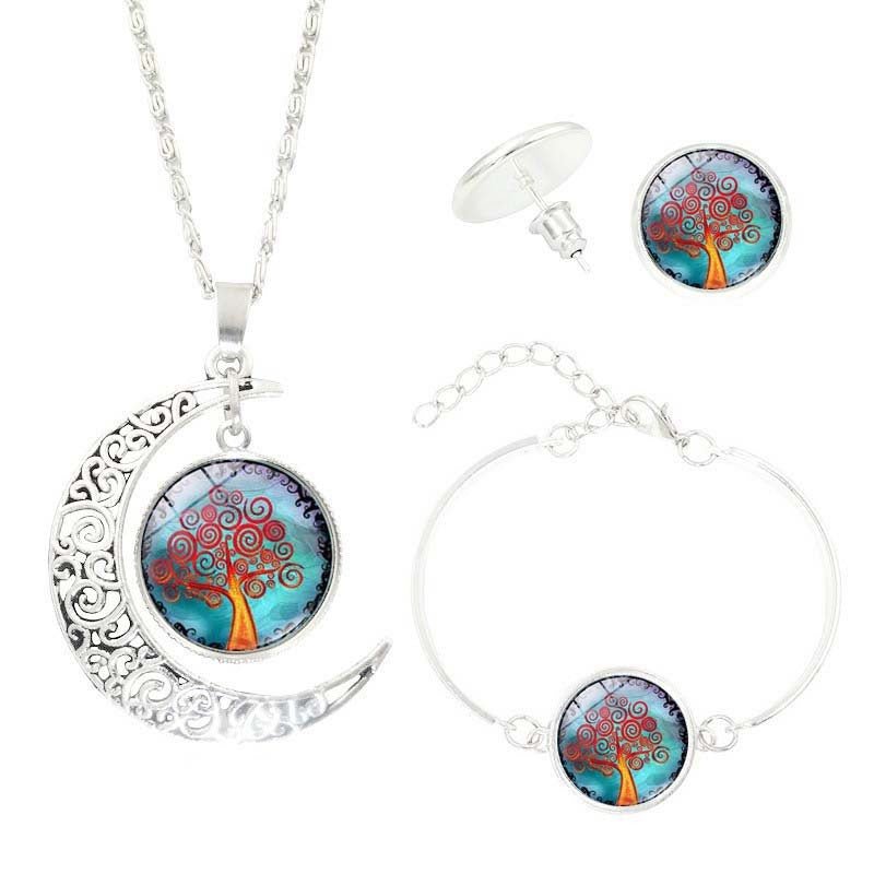 Tree of Life Time Gemstone Earrings Jewelry Necklace Set $19.99 Dana Fashion Style: TZ0178 Women's Accessories [Product Specifications] Necklace pendant pattern diameter 2.cm, bracelet pendant pattern diameter 2.cm, earring pendant pattern diameter 1.4cm