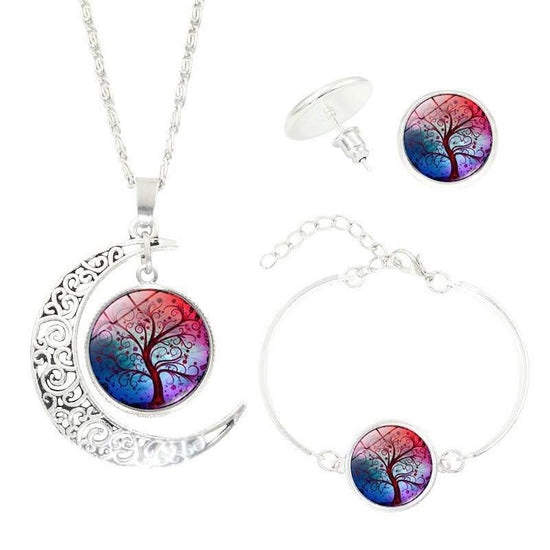 Tree of Life Time Gemstone Earrings Jewelry Necklace Set $19.99 Dana Fashion Style: TZ0176 Women's Accessories [Product Specifications] Necklace pendant pattern diameter 2.cm, bracelet pendant pattern diameter 2.cm, earring pendant pattern diameter 1.4cm