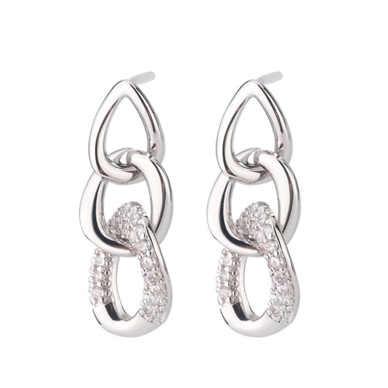 Trendy Special-interest Design Diamond-embedded Three-chain Temperament Auricular Needle $12.81 Dana Fashion Color: White Women's Accessories Product information: Treatment Process: Diamond Color: White Applicable people: Unisex Material: Copper Shape: Ge