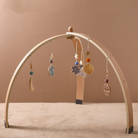 Triangle Rack Wooden Fitness Equipment Newborn Baby Crib Toy $384.64 Dana Fashion Color: Trianglefitnessframestar Baby & Mother Product information: Name: Triangle fitness frame + star pendant Material: Natural Basswood Packing list: Triangle fitness fram