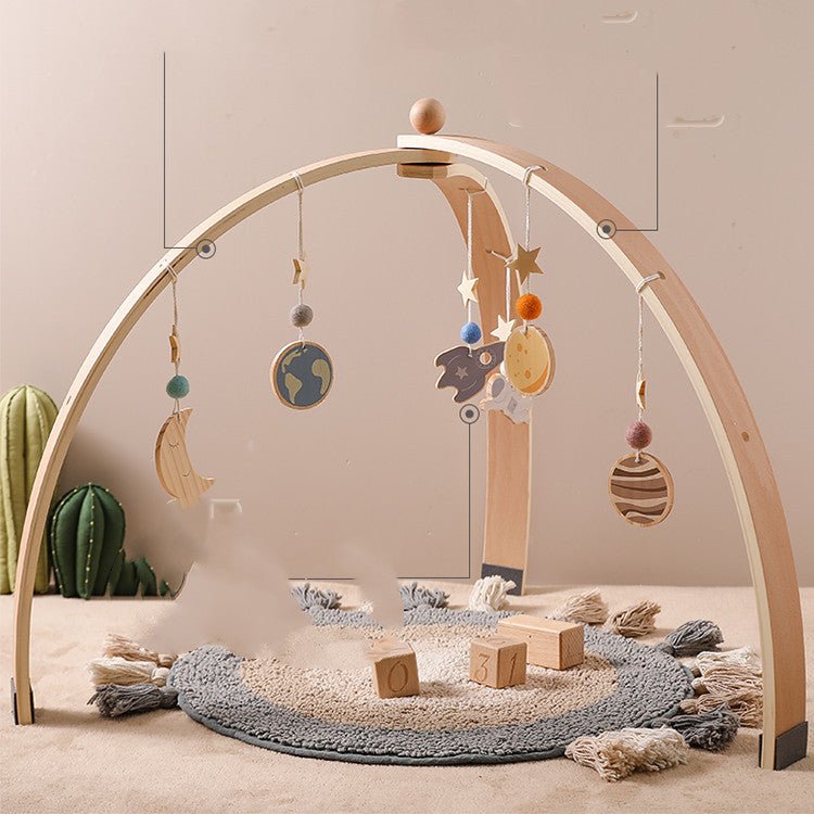 Triangle Rack Wooden Fitness Equipment Newborn Baby Crib Toy $384.64 Dana Fashion Color: Trianglefitnessframestar Baby & Mother Product information: Name: Triangle fitness frame + star pendant Material: Natural Basswood Packing list: Triangle fitness fram