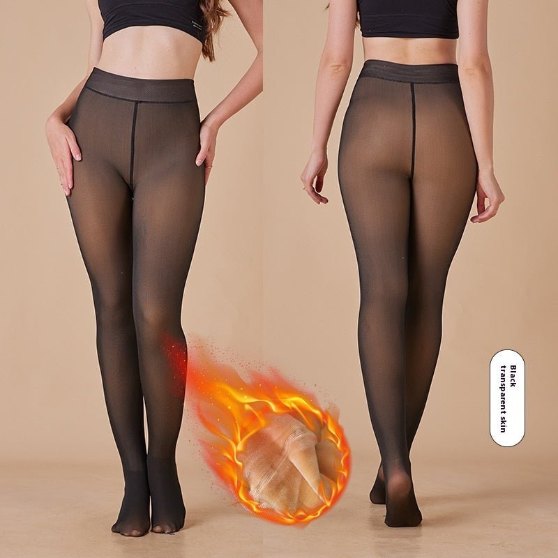 True See-through Fleece-lined Thick Leggings $28.00 Dana Fashion Color: Black And Transparent Skin Size: 200g Suitable For 40to80kg Women's clothing Product information: Pattern: solid color Fabric name: Nylon Color: black see-through crotch, black transp
