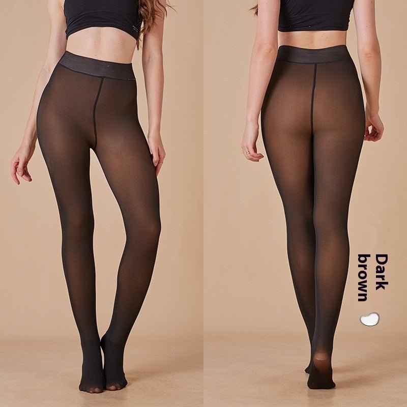 True See-through Fleece-lined Thick Leggings $28.00 Dana Fashion Color: Black And Dark Coffee Size: 200g Suitable For 40to80kg Women's clothing Product information: Pattern: solid color Fabric name: Nylon Color: black see-through crotch, black transparent