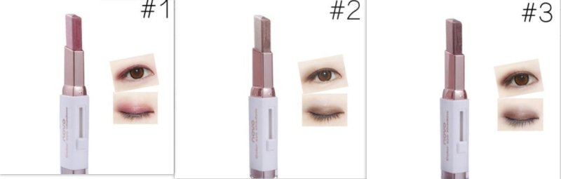 Two-color gradient eye shadow stick $35.86 Dana Fashion Net Weight: Set2 makeup Features: Two-color combination, soft skin, natural smudge, - smear for easy interpretation of changeable style Open method: Take the metal cover first, then push the right bu
