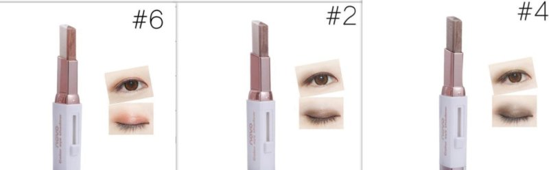 Two-color gradient eye shadow stick $35.86 Dana Fashion Net Weight: Set1 makeup Features: Two-color combination, soft skin, natural smudge, - smear for easy interpretation of changeable style Open method: Take the metal cover first, then push the right bu