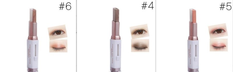 Two-color gradient eye shadow stick $35.86 Dana Fashion Net Weight: Set3 makeup Features: Two-color combination, soft skin, natural smudge, - smear for easy interpretation of changeable style Open method: Take the metal cover first, then push the right bu