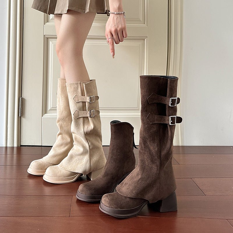 Two-way Wear Long Boots Removable High Heel High Leg Boot $69.99 Dana Fashion Color: Apricot Plus Velvet Size: 35 Women's shoes ข้อมูลผลิตภัณฑ์: สี: สีแอปริคอทแบบเดี่ยว, สีน้ำตาลแบบเดี่ยว, สีแอปริคอทขนแกะแบบโพลาร์, สีน้ำตาลขนแกะ แบบโพลาร์ ความยาวของถุงเท้