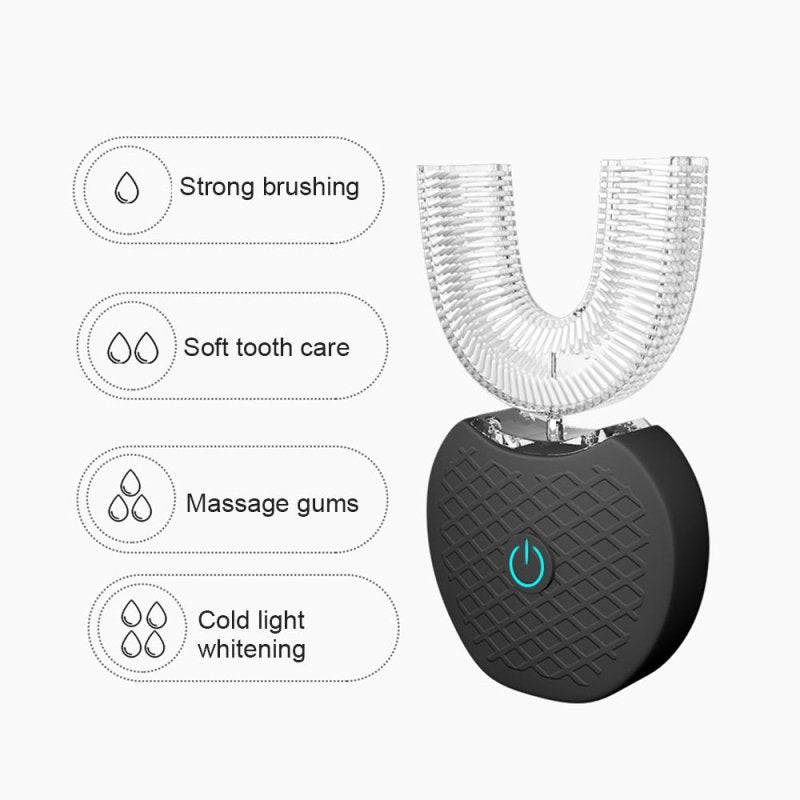 U-shaped lazy ultrasonic electric toothbrush $129.98 Dana Fashion Color: Black Beauty Tools According to the research and development of various tooth structures in the oral cavity, it is more suitable for the teeth (incisors, canines, molars, cheek teeth