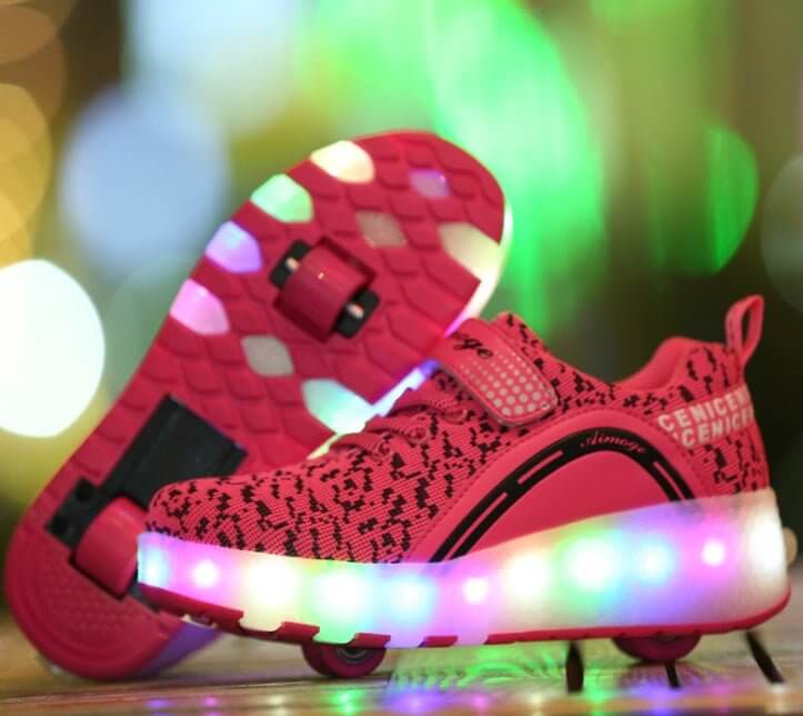 Ultra-light Luminous And Rechargeable Roller Skates $79.50 Dana Fashion Color: Pink Size: 28 Women's shoes Product Information： suitable age: 6-16 Shoe material: Artificial leather The sole material : MD Suitable for site : plastic Size Information： Unit: