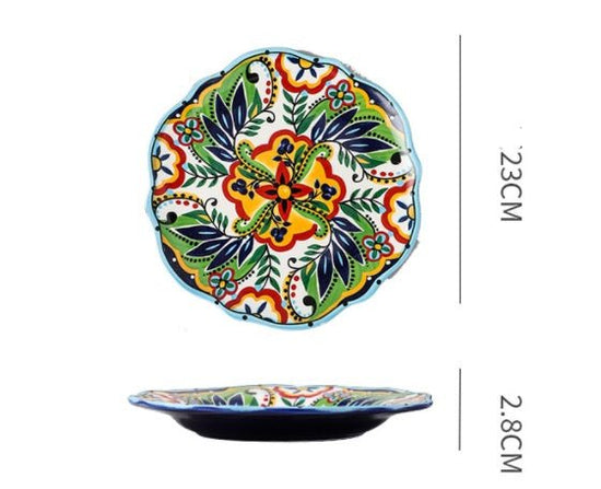 Underglaze Ceramic Tableware Bohemian Household Dishes $53.67 Dana Fashion Color: M1 Dana's Kitchen Product information: Product category: Bowl Material: Ceramic Pattern: Flower Shape: Round Color: A, B, C, D, E, F, G, H, L, M A1: Red Polkadot - 8 inch di