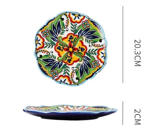 Underglaze Ceramic Tableware Bohemian Household Dishes $41.39 Dana Fashion Color: C1 Dana's Kitchen Product information: Product category: Bowl Material: Ceramic Pattern: Flower Shape: Round Color: A, B, C, D, E, F, G, H, L, M A1: Red Polkadot - 8 inch di