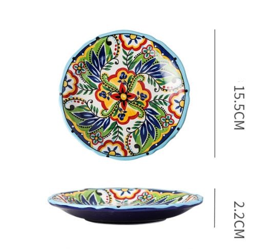 Underglaze Ceramic Tableware Bohemian Household Dishes $35.81 Dana Fashion Color: I1 Dana's Kitchen Product information: Product category: Bowl Material: Ceramic Pattern: Flower Shape: Round Color: A, B, C, D, E, F, G, H, L, M A1: Red Polkadot - 8 inch di