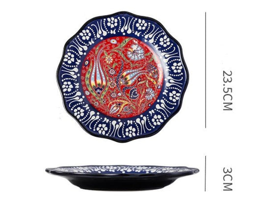 Underglaze Ceramic Tableware Bohemian Household Dishes $55.74 Dana Fashion Color: P1 Dana's Kitchen Product information: Product category: Bowl Material: Ceramic Pattern: Flower Shape: Round Color: A, B, C, D, E, F, G, H, L, M A1: Red Polkadot - 8 inch di