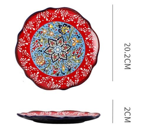 Underglaze Ceramic Tableware Bohemian Household Dishes $44.47 Dana Fashion Color: E1 Dana's Kitchen Product information: Product category: Bowl Material: Ceramic Pattern: Flower Shape: Round Color: A, B, C, D, E, F, G, H, L, M A1: Red Polkadot - 8 inch di