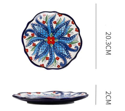 Underglaze Ceramic Tableware Bohemian Household Dishes $41.39 Dana Fashion Color: D1 Dana's Kitchen Product information: Product category: Bowl Material: Ceramic Pattern: Flower Shape: Round Color: A, B, C, D, E, F, G, H, L, M A1: Red Polkadot - 8 inch di