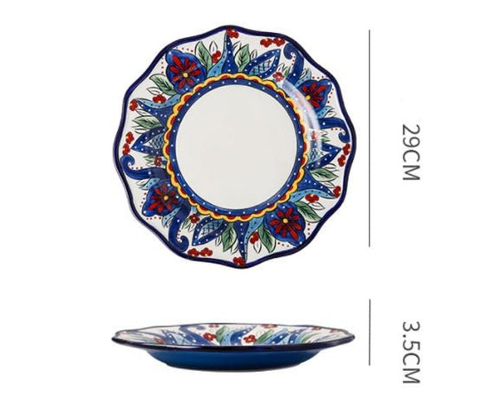 Underglaze Ceramic Tableware Bohemian Household Dishes $79.82 Dana Fashion Color: V1 Dana's Kitchen Product information: Product category: Bowl Material: Ceramic Pattern: Flower Shape: Round Color: A, B, C, D, E, F, G, H, L, M A1: Red Polkadot - 8 inch di