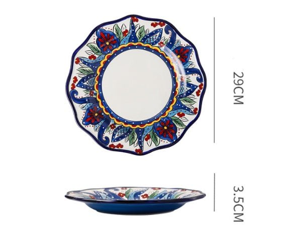 Underglaze Ceramic Tableware Bohemian Household Dishes $79.82 Dana Fashion Color: V1 Dana's Kitchen Product information: Product category: Bowl Material: Ceramic Pattern: Flower Shape: Round Color: A, B, C, D, E, F, G, H, L, M A1: Red Polkadot - 8 inch di