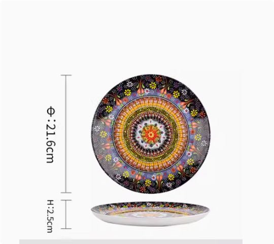 Underglaze Ceramic Tableware Bohemian Household Dishes $49.94 Dana Fashion Color: M2 Dana's Kitchen Product information: Product category: Bowl Material: Ceramic Pattern: Flower Shape: Round Color: A, B, C, D, E, F, G, H, L, M A1: Red Polkadot - 8 inch di