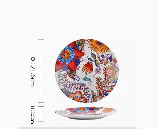 Underglaze Ceramic Tableware Bohemian Household Dishes $49.00 Dana Fashion Color: H2 Dana's Kitchen Product information: Product category: Bowl Material: Ceramic Pattern: Flower Shape: Round Color: A, B, C, D, E, F, G, H, L, M A1: Red Polkadot - 8 inch di