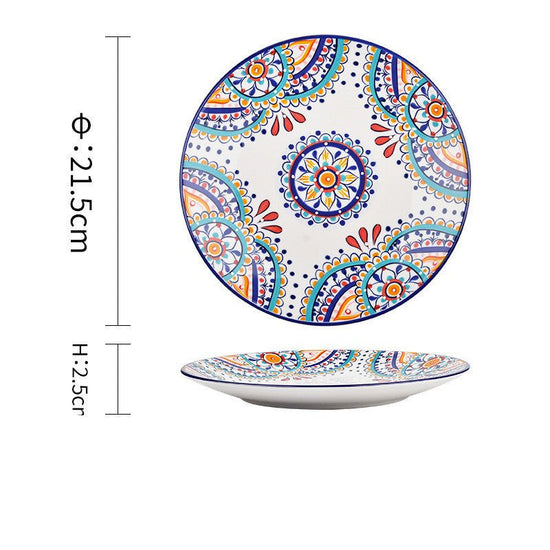 Underglaze Ceramic Tableware Bohemian Household Dishes $41.39 Dana Fashion Color: A1 Dana's Kitchen Product information: Product category: Bowl Material: Ceramic Pattern: Flower Shape: Round Color: A, B, C, D, E, F, G, H, L, M A1: Red Polkadot - 8 inch di