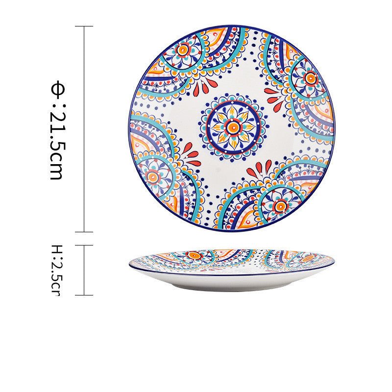 Underglaze Ceramic Tableware Bohemian Household Dishes $41.39 Dana Fashion Color: A1 Dana's Kitchen Product information: Product category: Bowl Material: Ceramic Pattern: Flower Shape: Round Color: A, B, C, D, E, F, G, H, L, M A1: Red Polkadot - 8 inch di