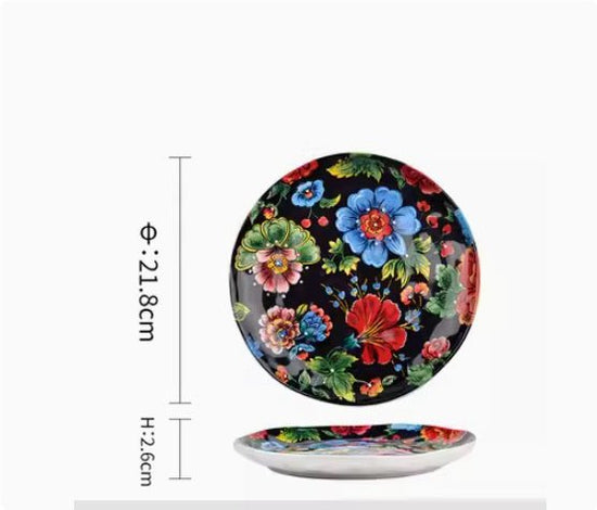 Underglaze Ceramic Tableware Bohemian Household Dishes $45.26 Dana Fashion Color: N2 Dana's Kitchen Product information: Product category: Bowl Material: Ceramic Pattern: Flower Shape: Round Color: A, B, C, D, E, F, G, H, L, M A1: Red Polkadot - 8 inch di
