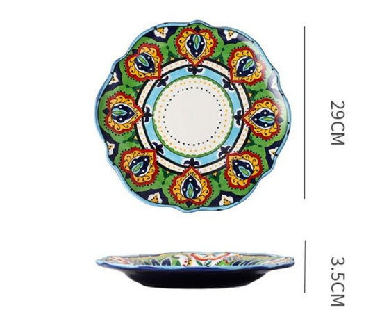 Underglaze Ceramic Tableware Bohemian Household Dishes $79.82 Dana Fashion Color: U1 Dana's Kitchen Product information: Product category: Bowl Material: Ceramic Pattern: Flower Shape: Round Color: A, B, C, D, E, F, G, H, L, M A1: Red Polkadot - 8 inch di