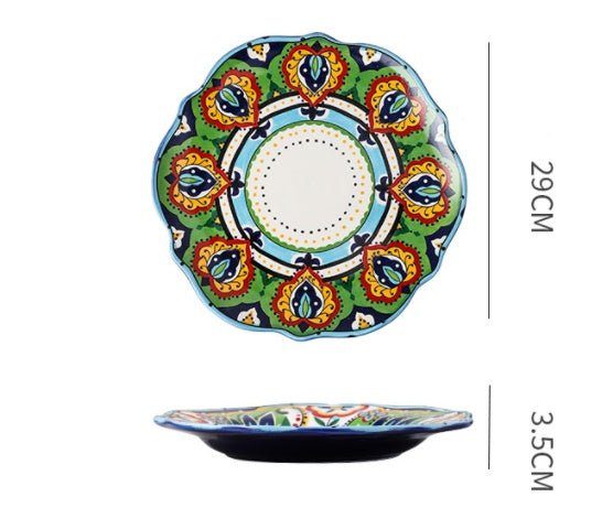 Underglaze Ceramic Tableware Bohemian Household Dishes $79.82 Dana Fashion Color: U1 Dana's Kitchen Product information: Product category: Bowl Material: Ceramic Pattern: Flower Shape: Round Color: A, B, C, D, E, F, G, H, L, M A1: Red Polkadot - 8 inch di