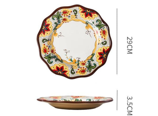 Underglaze Ceramic Tableware Bohemian Household Dishes $79.82 Dana Fashion Color: T1 Dana's Kitchen Product information: Product category: Bowl Material: Ceramic Pattern: Flower Shape: Round Color: A, B, C, D, E, F, G, H, L, M A1: Red Polkadot - 8 inch di