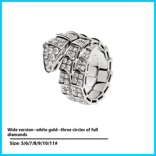 Unisex Light Luxury Minority Three Circles Snake Bone Couple Couple Rings $45.00 Dana Fashion Color: White Gold Color Size: No 10 Women's Accessories Product information: Type: Ring, ring Treatment Process: Electroplating Style: snake ring Material: Silve
