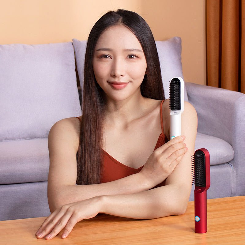 USB Portable Hot Air Comb Rechargable Professional Hair Dryer Brush 2 In1 Mini Hair Straightener Curler Brush Hair Styler $22.27 Dana Fashion Color: Black Electrical outlet: USB style: 2600MAH battery Beauty Tools Product information: 1. 25W power 2. 1865