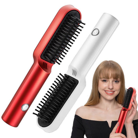 USB Portable Hot Air Comb Rechargable Professional Hair Dryer Brush 2 In1 Mini Hair Straightener Curler Brush Hair Styler $22.27 Dana Fashion Color: Black Electrical outlet: USB style: 2600MAH battery Beauty Tools Product information: 1. 25W power 2. 1865