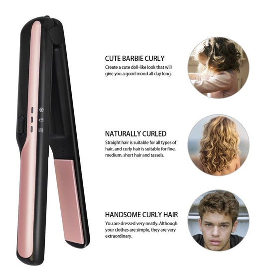 USB wireless charging hair straightener $47.76 Dana Fashion Color: Black Beauty Tools Product Category: Hair Straightener Applicable hair: wet and dry Heat conductor material: tourmaline ceramic Diameter of heat conductor: 15mm or less Best modeling time: