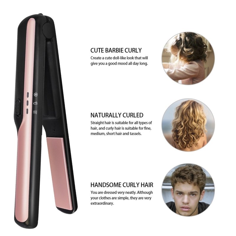 USB wireless charging hair straightener $47.76 Dana Fashion Color: Black Beauty Tools Product Category: Hair Straightener Applicable hair: wet and dry Heat conductor material: tourmaline ceramic Diameter of heat conductor: 15mm or less Best modeling time: