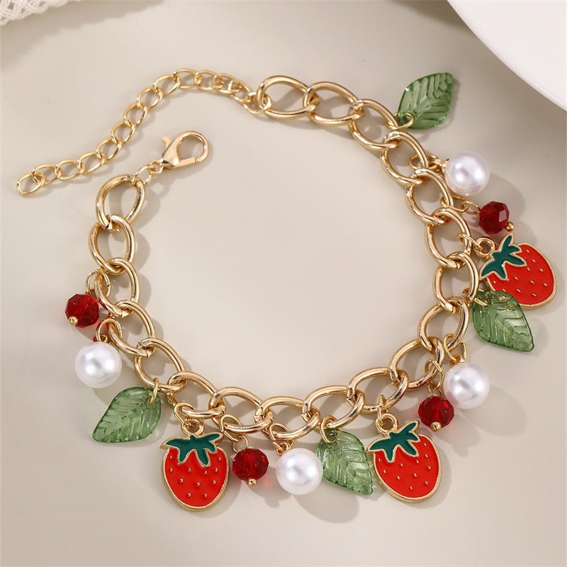 Valentine's Day Bracelet Red Accessories Cherry Bracelet $13.83 Dana Fashion Color: BZ2160caomei Women's Accessories Product information: Processing Technology: manual Color: BZ2160lajiao,BZ2160yingtao,BZ2160caomei Applicable population: Female Material: