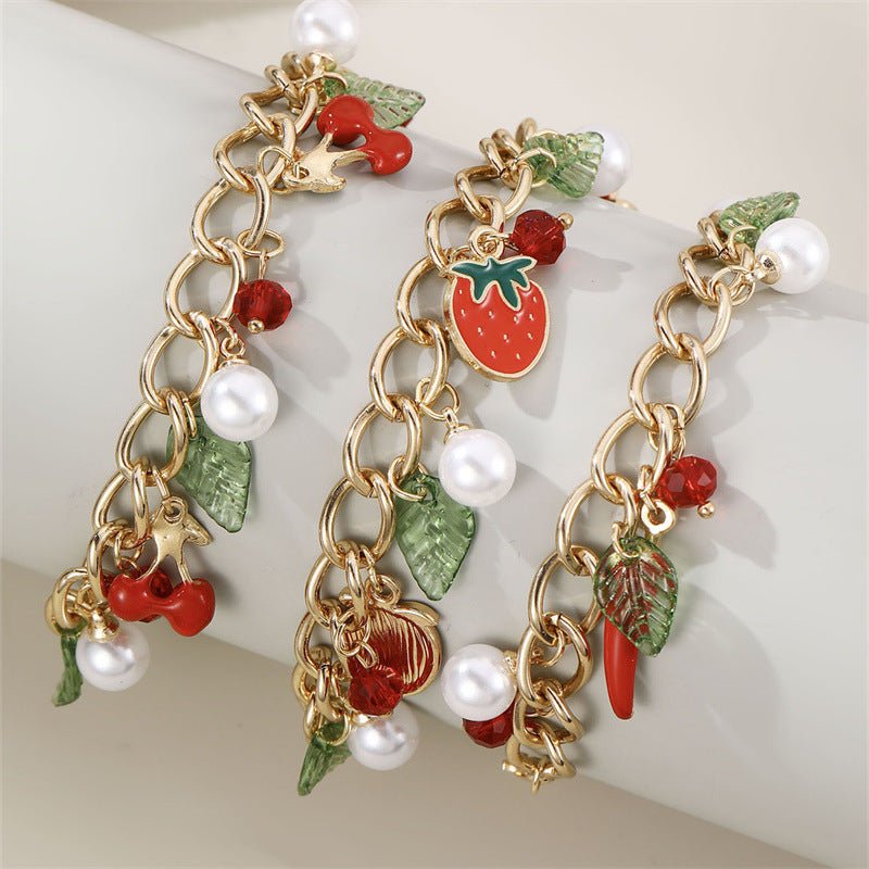 Valentine's Day Bracelet Red Accessories Cherry Bracelet $13.83 Dana Fashion Color: BZ2160caomei Women's Accessories Product information: Processing Technology: manual Color: BZ2160lajiao,BZ2160yingtao,BZ2160caomei Applicable population: Female Material: