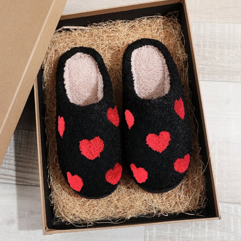 Valentine's Day Warm Indoor Love Cotton Slippers $27.60 Dana Fashion Color: Black Red Size: 36to37 Women's clothing Product information: Color: cotton slippers-little love (white powder), cotton slippers-little love (white red), cotton slippers-little lov