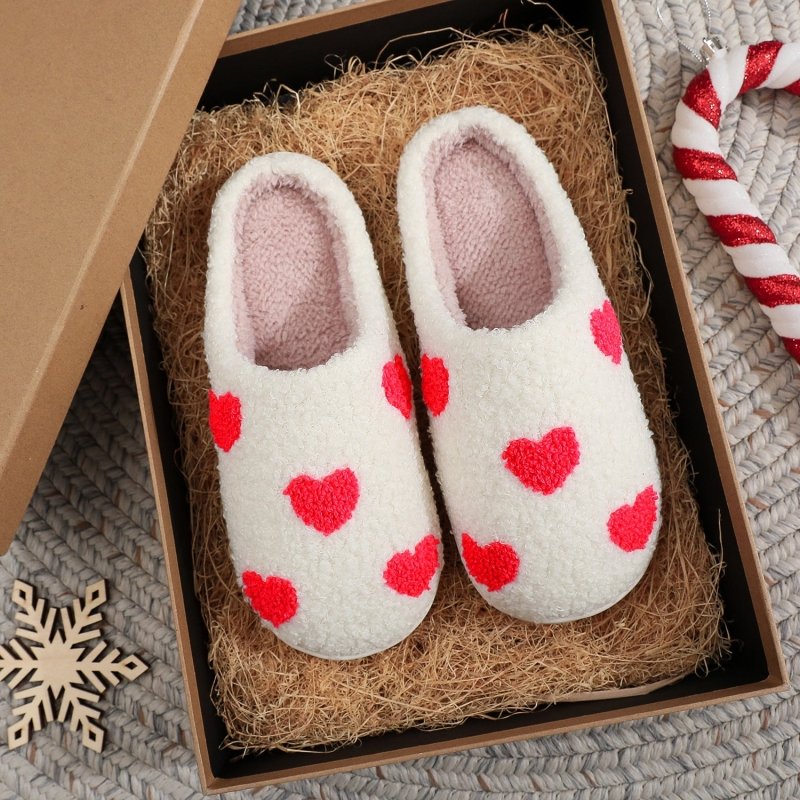 Valentine's Day Warm Indoor Love Cotton Slippers $27.60 Dana Fashion Color: White Red Size: 36to37 Women's clothing Product information: Color: cotton slippers-little love (white powder), cotton slippers-little love (white red), cotton slippers-little lov