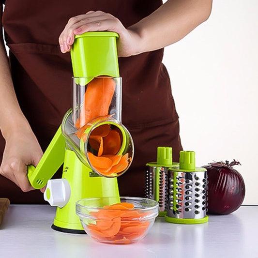 Vegetable Cutter Round Mandoline Slicer Potato Julienne Carrot Grater Cheese $35.50 Dana Fashion Color: Blue green warehouse: China Dana's Kitchen Overview: - Constructed with ABS, AS, rubber and stainless steel materials,environmental friendly, non-toxic