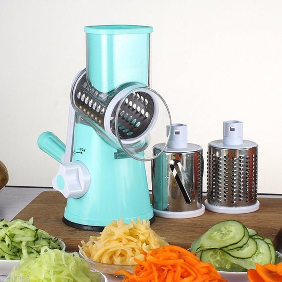 Vegetable Cutter Round Mandoline Slicer Potato Julienne Carrot Grater Cheese $35.50 Dana Fashion Color: Blue green warehouse: China Dana's Kitchen Overview: - Constructed with ABS, AS, rubber and stainless steel materials,environmental friendly, non-toxic