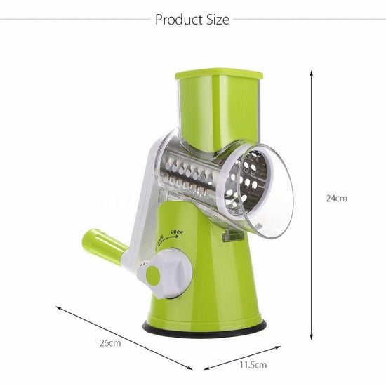 Vegetable Cutter Round Mandoline Slicer Potato Julienne Carrot Grater Cheese $35.50 Dana Fashion Color: Blue green warehouse: China Dana's Kitchen Overview: - Constructed with ABS, AS, rubber and stainless steel materials,environmental friendly, non-toxic