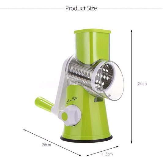 Vegetable Cutter Round Mandoline Slicer Potato Julienne Carrot Grater Cheese $35.50 Dana Fashion Color: Blue green warehouse: China Dana's Kitchen Overview: - Constructed with ABS, AS, rubber and stainless steel materials,environmental friendly, non-toxic