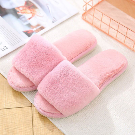 Velvet Women's Cotton Slippers Home Indoor Non-slip $25.90 Dana Fashion Color: Pink Size: 36to37 Women's shoes Product information: Pattern: solid color Inner material: artificial wool Color: wine red imitation rabbit fur opening], pink [imitation rabbit