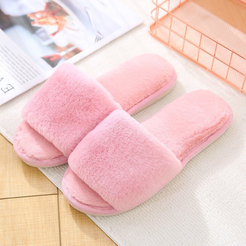 Velvet Women's Cotton Slippers Home Indoor Non-slip $25.90 Dana Fashion Color: Pink Size: 36to37 Women's shoes Product information: Pattern: solid color Inner material: artificial wool Color: wine red imitation rabbit fur opening], pink [imitation rabbit