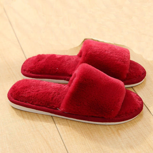 Velvet Women's Cotton Slippers Home Indoor Non-slip $25.90 Dana Fashion Color: Black Size: 36to37 Women's shoes Product information: Pattern: solid color Inner material: artificial wool Color: wine red imitation rabbit fur opening], pink [imitation rabbit