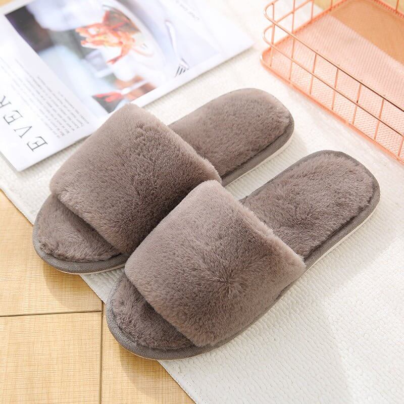 Velvet Women's Cotton Slippers Home Indoor Non-slip $25.90 Dana Fashion Color: Brown Size: 36to37 Women's shoes Product information: Pattern: solid color Inner material: artificial wool Color: wine red imitation rabbit fur opening], pink [imitation rabbit
