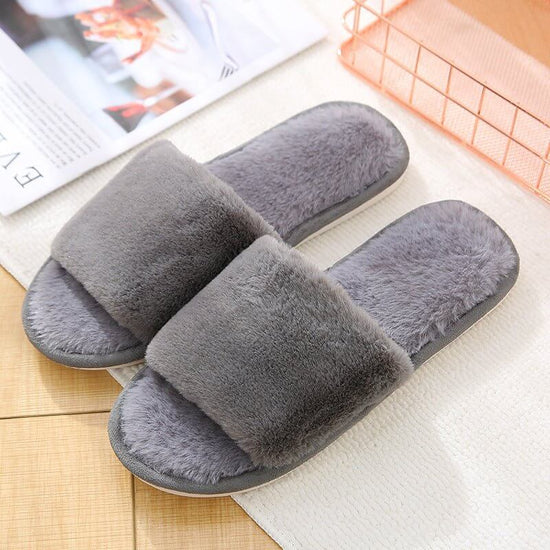 Velvet Women's Cotton Slippers Home Indoor Non-slip $25.90 Dana Fashion Color: Gray Size: 36to37 Women's shoes Product information: Pattern: solid color Inner material: artificial wool Color: wine red imitation rabbit fur opening], pink [imitation rabbit