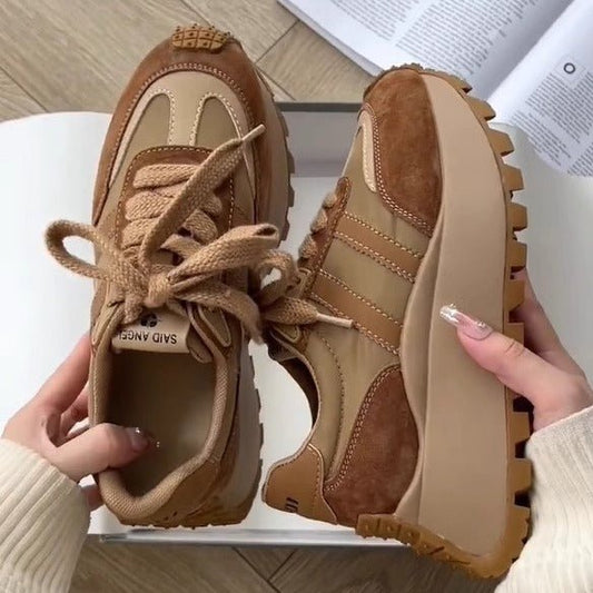 Versatile Platform Thick Bottom Shoes Retro Women's Dad Shoes $89.50 Dana Fashion Color: Khaki Upgraded Version Size: 35 Women's shoes Product information: Pattern: color matching Lining material: PU Color: khaki, silver, khaki [upgraded version], silver