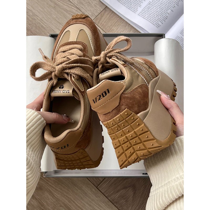 Versatile Platform Thick Bottom Shoes Retro Women's Dad Shoes $89.50 Dana Fashion Color: Khaki Size: 35 Women's shoes Product information: Pattern: color matching Lining material: PU Color: khaki, silver, khaki [upgraded version], silver [upgraded version